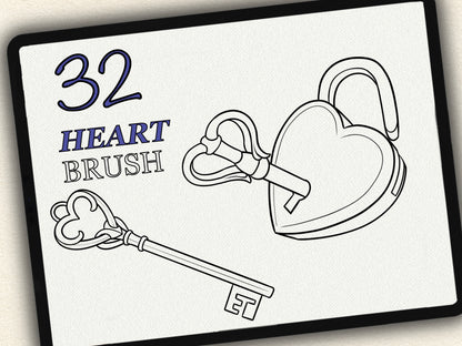 32 Heart Theme Tattoo Brushes – Stamp Set for Procreate, Photoshop & CSP | Collection 2025