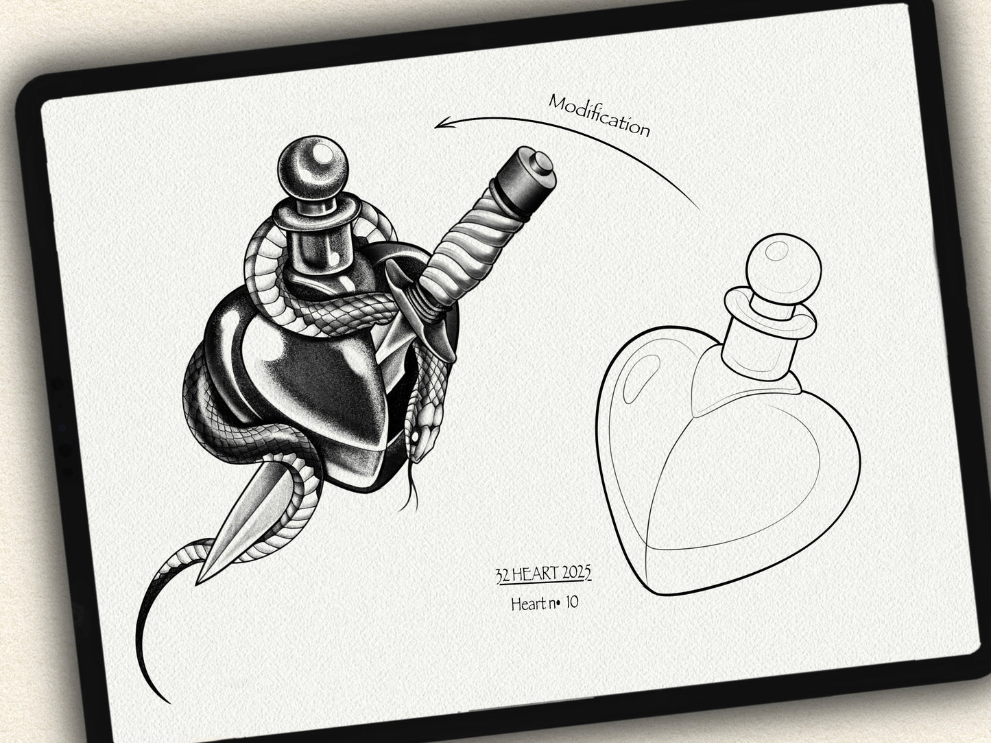 32 Heart Theme Tattoo Brushes – Stamp Set for Procreate, Photoshop & CSP | Collection 2025