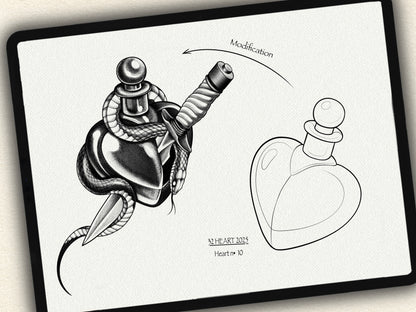 32 Heart Theme Tattoo Brushes – Stamp Set for Procreate, Photoshop & CSP | Collection 2025