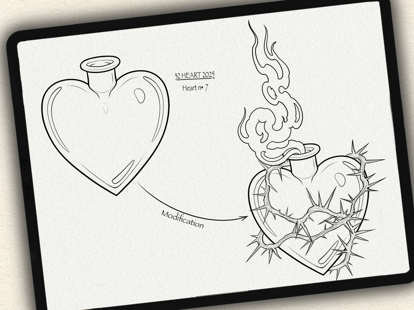 32 Heart Theme Tattoo Brushes – Stamp Set for Procreate, Photoshop & CSP | Collection 2025
