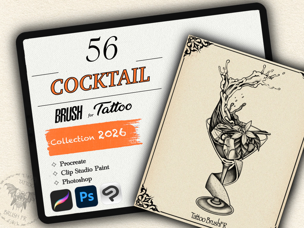 56 Cocktail Tattoo Stamps |2026 Collection