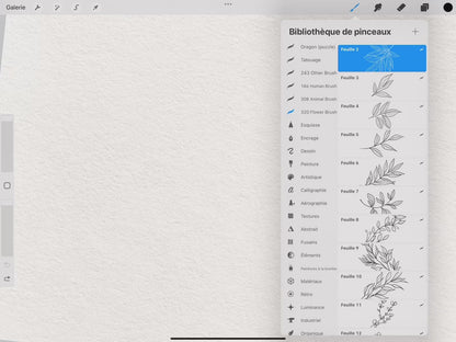 60 Leaves Tattoo Brushes – Stamp Set for Procreate, Photoshop & CSP | Collection 2022